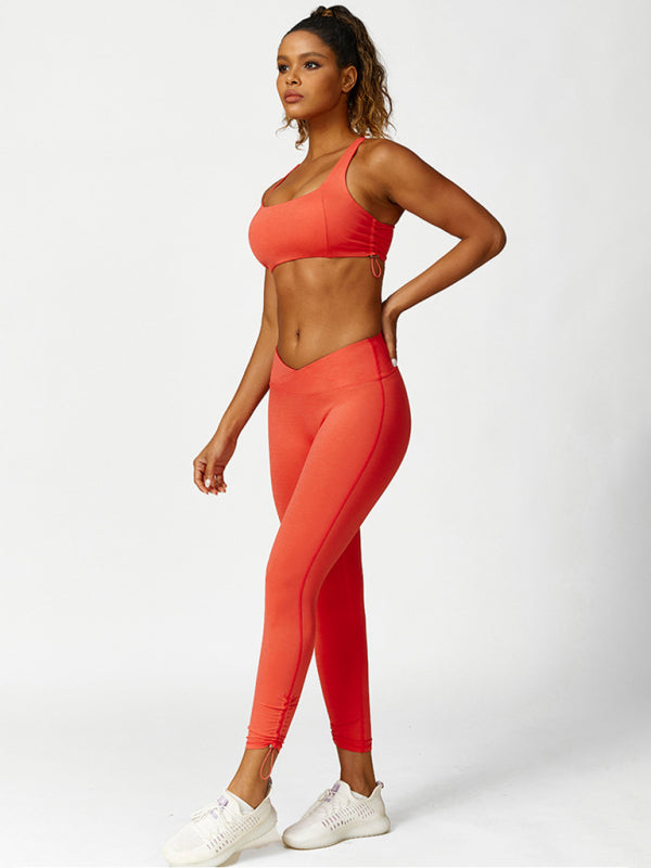 Kallie New Drawstring Yoga Wear Breathable Solid Color Running Tights