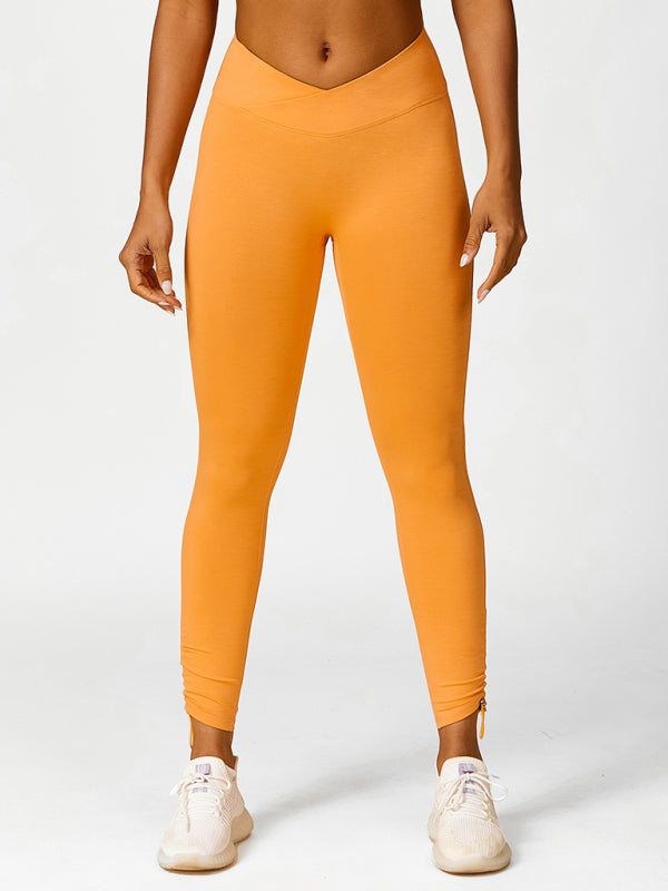 Kallie New Drawstring Yoga Wear Breathable Solid Color Running Tights