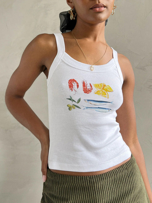 Birdie Women's Simple Printed Hot Girl Camisole Vest