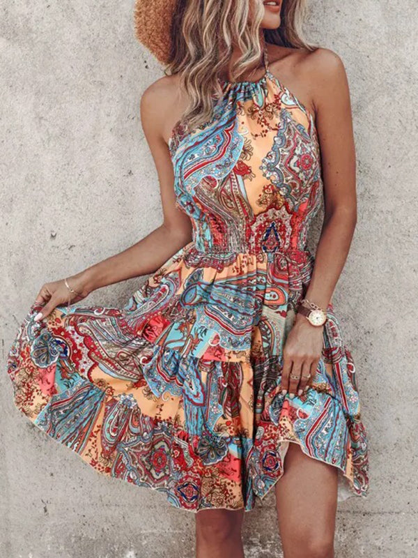 -Shoulder Halterneck Women Casual Dress