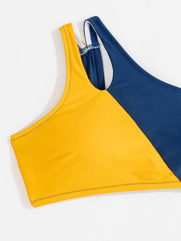 Lilah New Color Block One Shoulder Sexy Split Swimsuit Beach Bikini
