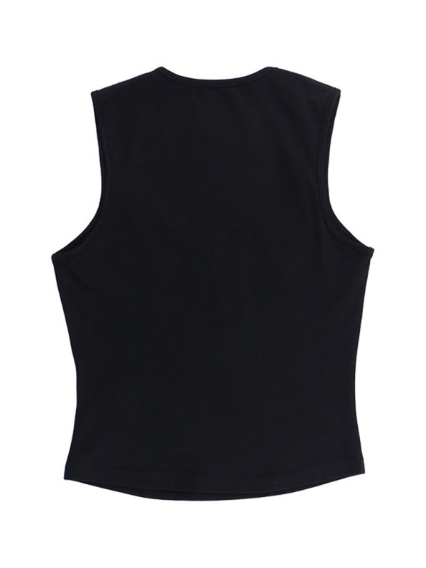 Azalea New Style Simple Casual Versatile Vest With Bow Decorative Top