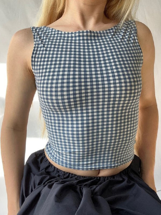 Aviana New Women's Hottie Houndstooth Bow Strap Temperament Slim Vest