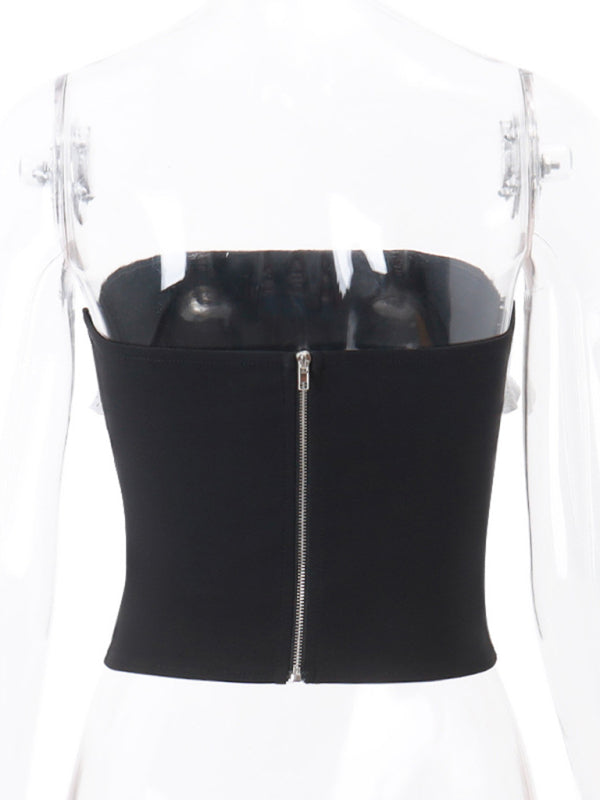 Dahlia New Design Niche Crochet Pattern Hollow Contrast Color Outer Wear Tube Top Vest