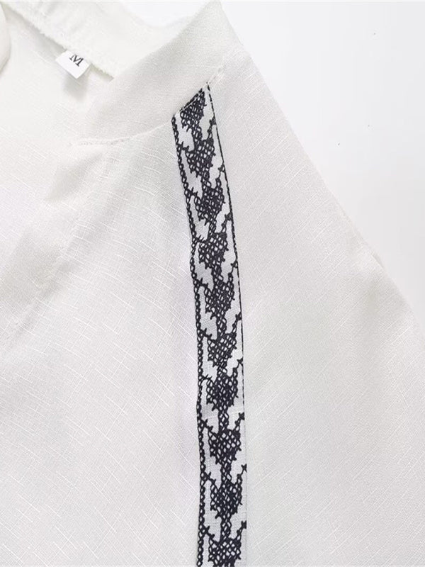 Jamila New Women's Fashionable Versatile Cross-Stitch Personalized Contrasting Shirt