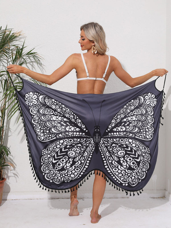 Scarlette New Holiday Style Butterfly Print Suspender Dress Strappy Backless Beach Skirt
