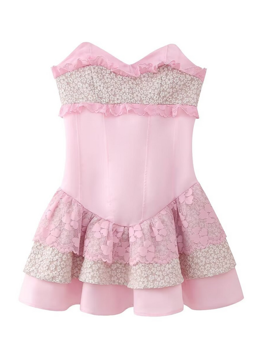 Oaklynn New Sweet And Romantic Tube Top Short Dress