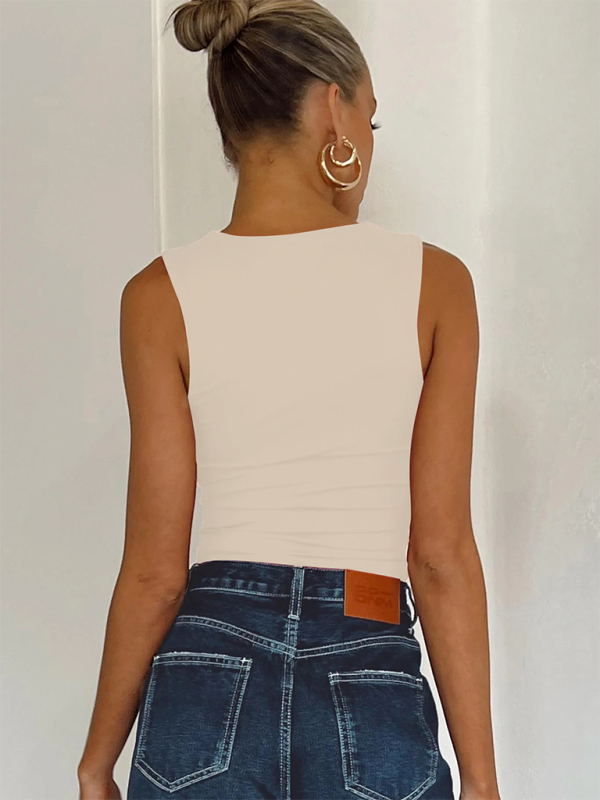 Lysanne New Sexy Hot Girl Square Neck Slim Fit Sleeveless Vest