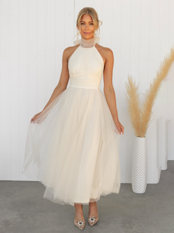 Georgia New Style Halter Neck Mesh Turtleneck Dress