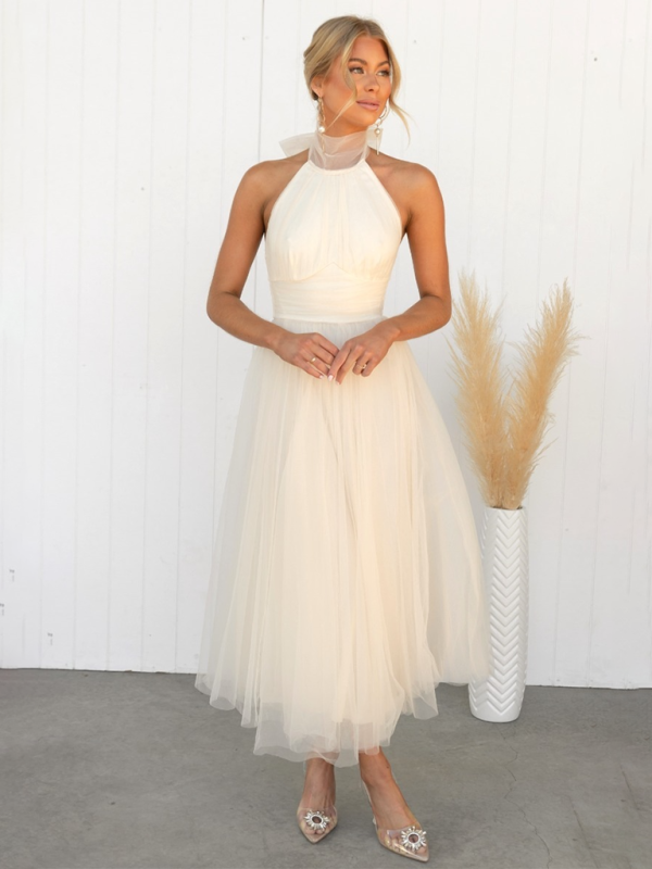 Georgia New Style Halter Neck Mesh Turtleneck Dress