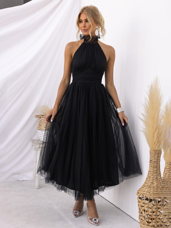 Georgia New Style Halter Neck Mesh Turtleneck Dress