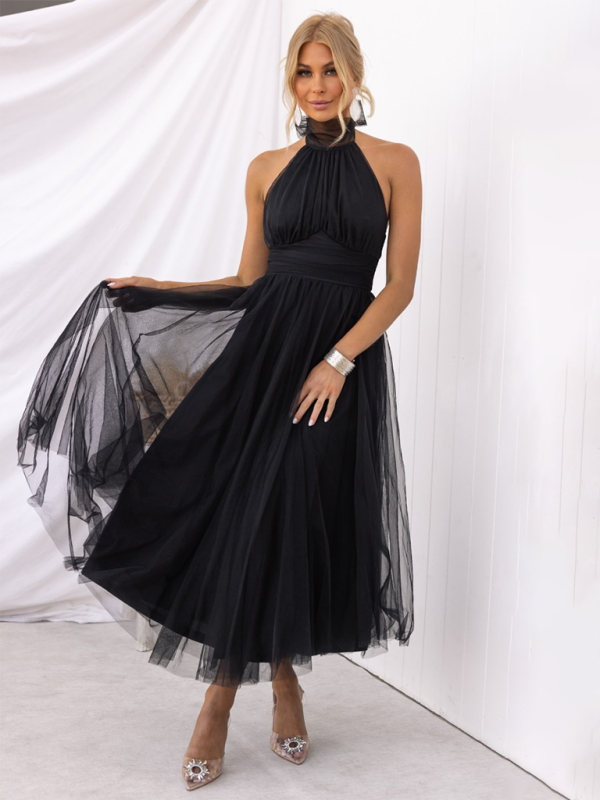 Georgia New Style Halter Neck Mesh Turtleneck Dress