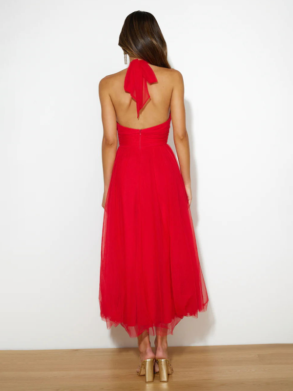 Georgia New Style Halter Neck Mesh Turtleneck Dress