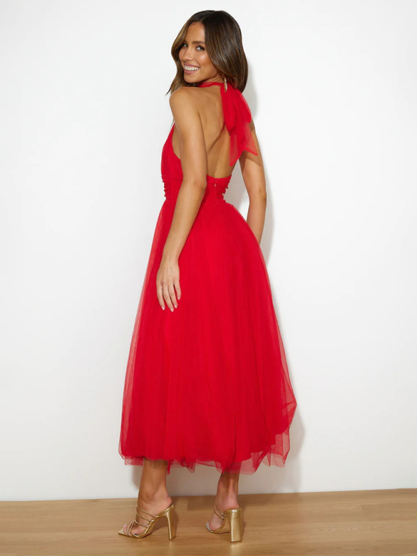Georgia New Style Halter Neck Mesh Turtleneck Dress