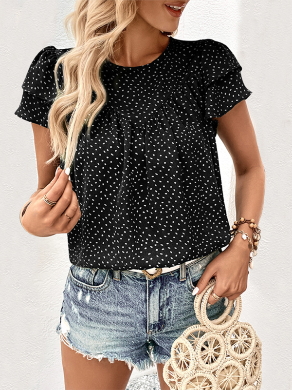 Imelda Women's Fashion Ruffled Short Sleeve Shirt