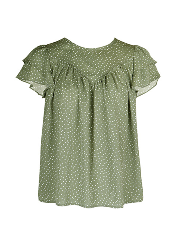 Imelda Women's Fashion Ruffled Short Sleeve Shirt