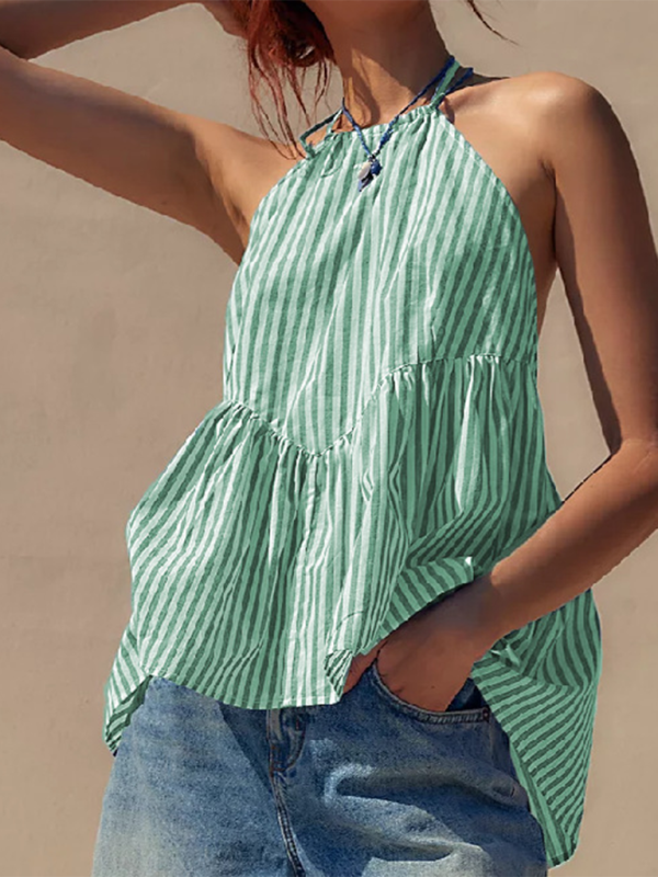 Celestina New Y2K Fashion Women's Striped Strappy Backless Sexy Hot Top