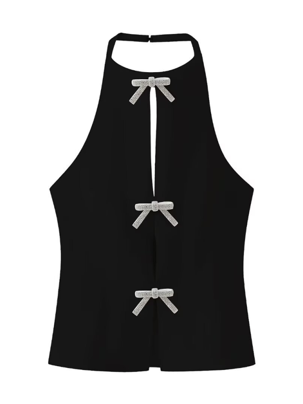 Charmaine Women's Fashionable Bow Decorated Halter Neck Vest Top