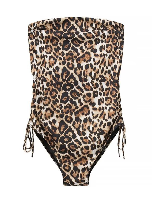 Janiyah Women's Animal Print Slim Fit Bandeau One-piece Swimsuit