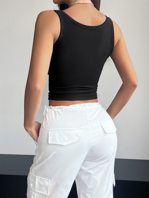 Cassia Spring And Summer Temperament Slim Solid Color Camisole