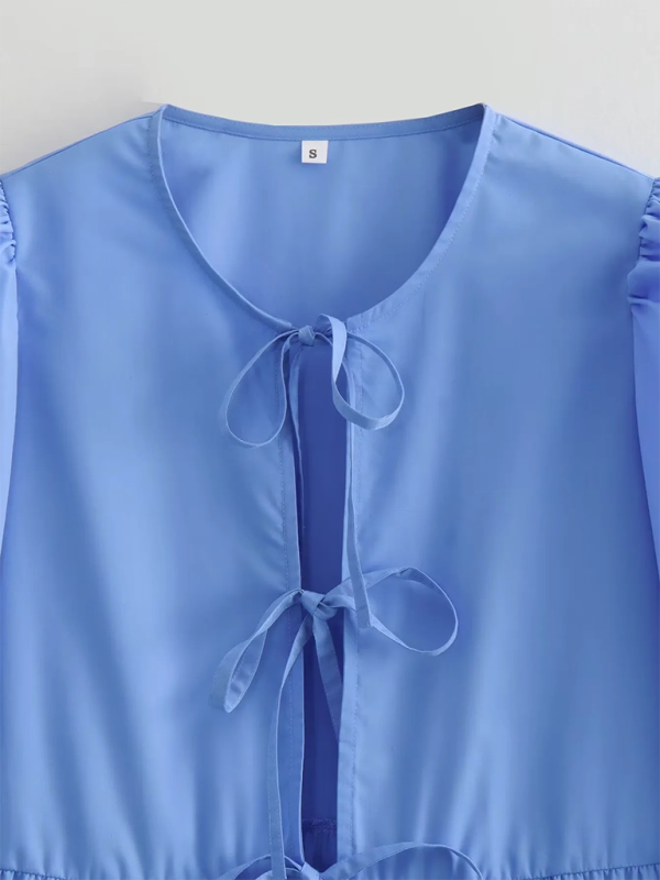 Braelyn Women's Street Fashion Bow Long Sleeve Shirt