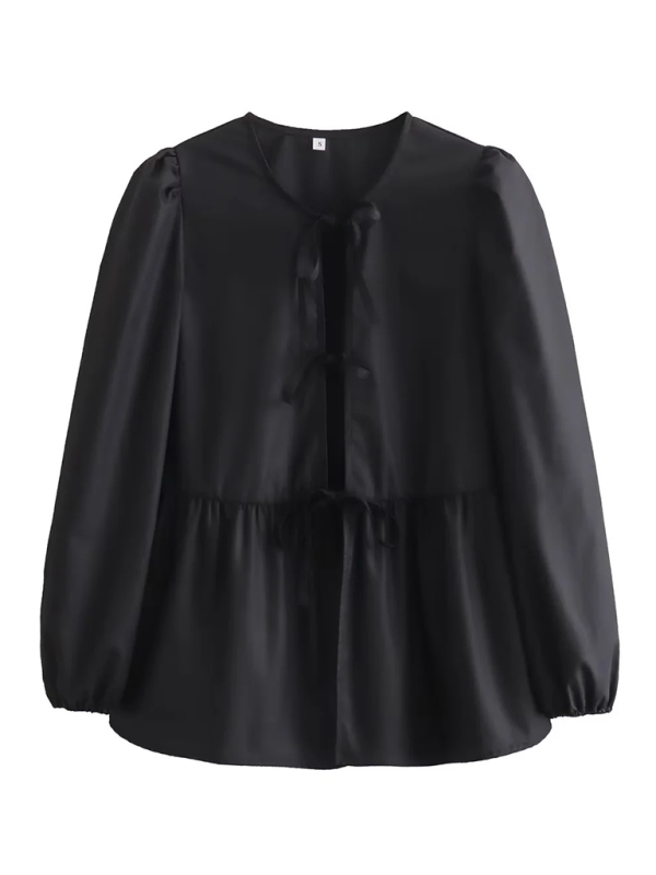 Braelyn Women's Street Fashion Bow Long Sleeve Shirt