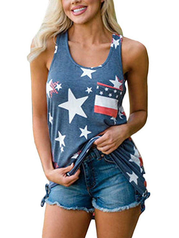Delta Women's Independence Day Flag Print Loose Casual Tank Top