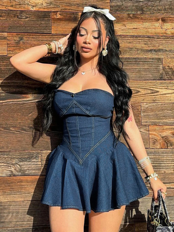 Brianna Ladies New Sexy Solid Color Tube Top Dress