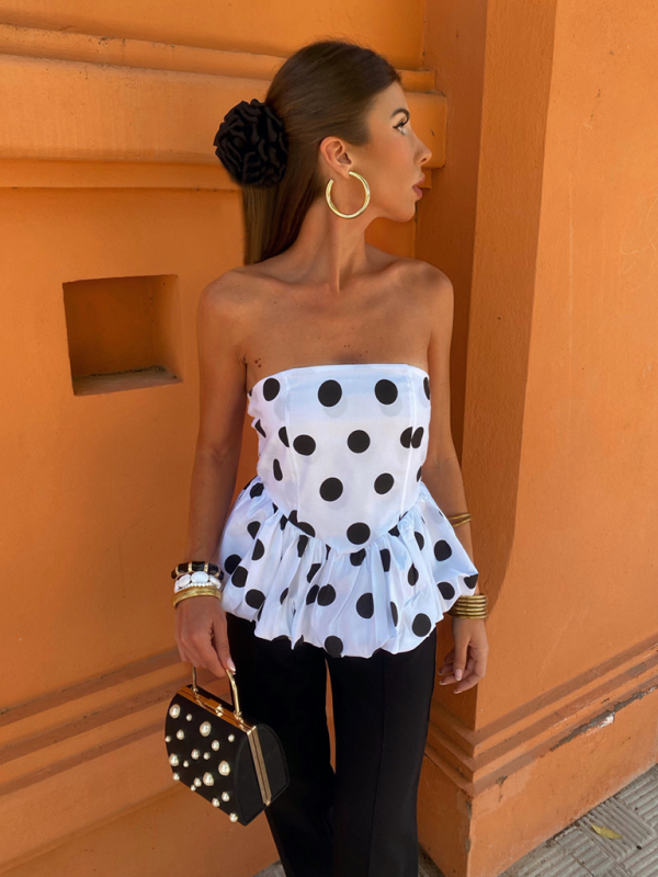 Elira New Women's Y2K Tube Top Splicing Sexy Bubble Top