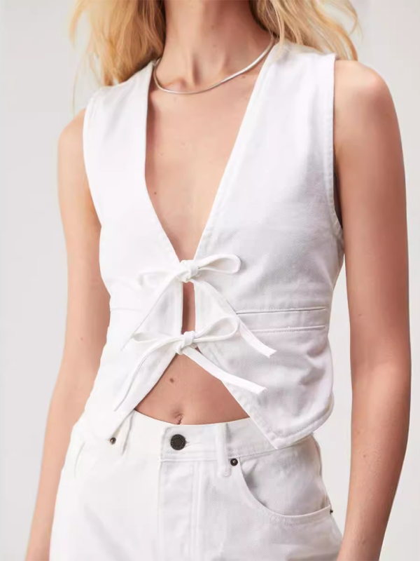 Mirabelle New Hot Girl Sexy Denim Deep V Vest