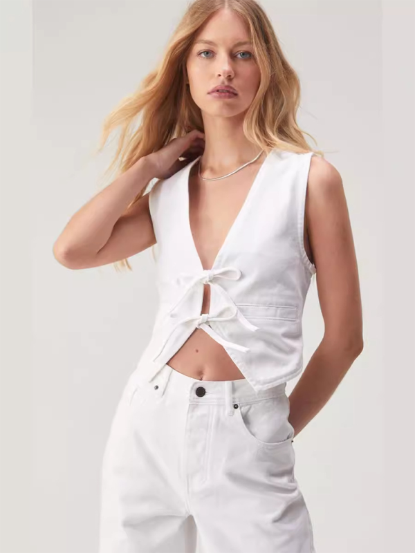 Mirabelle New Hot Girl Sexy Denim Deep V Vest