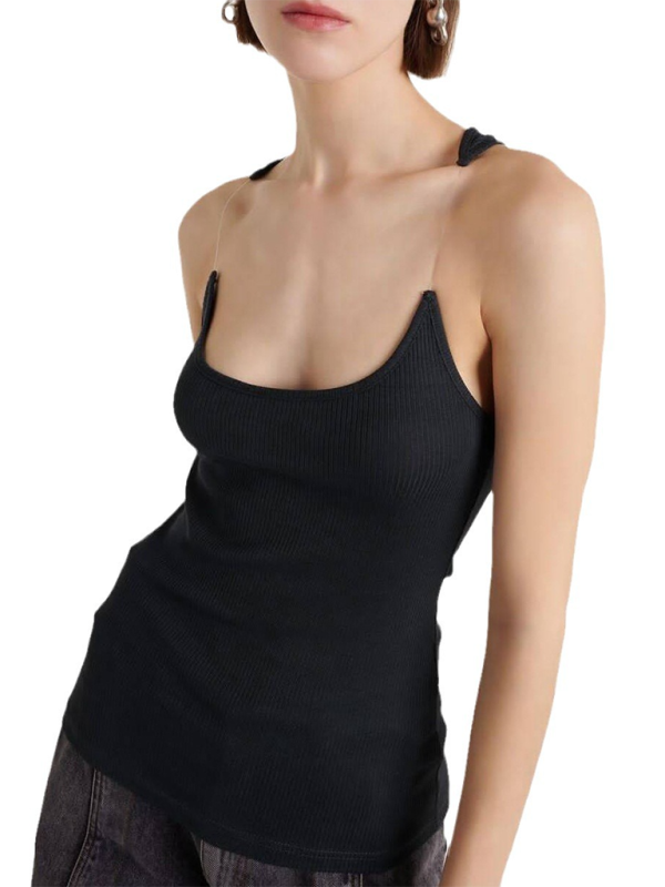 Sloane Women's Camisole With Padded Ribbed Knit Top