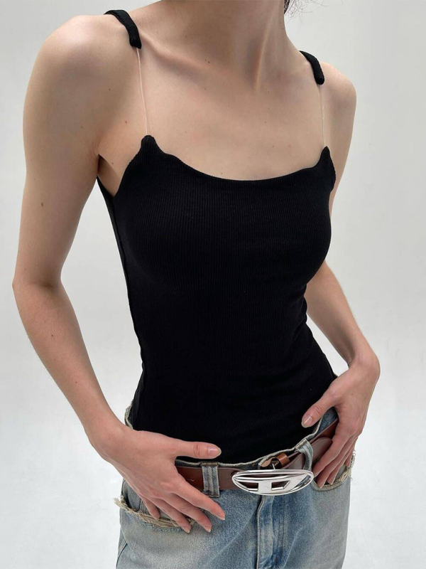 Sloane Women's Camisole With Padded Ribbed Knit Top