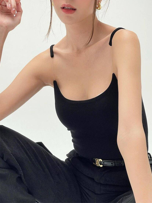 Sloane Women's Camisole With Padded Ribbed Knit Top