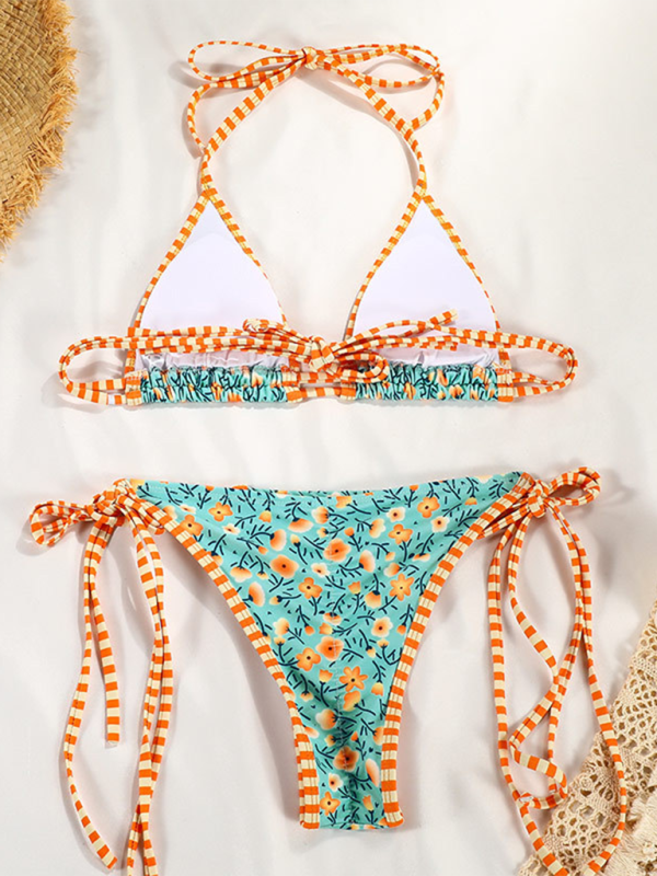 Malia New Contrast Color Print Strappy Sexy Two Piece Bikini