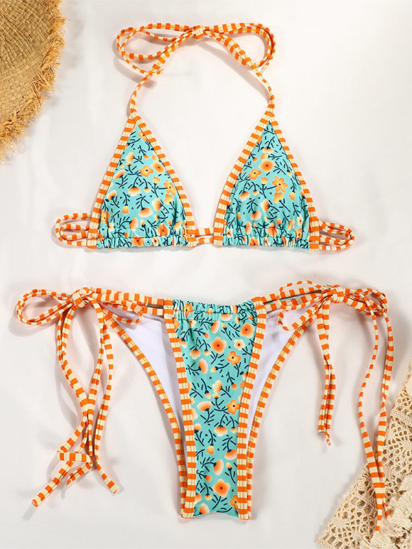 Malia New Contrast Color Print Strappy Sexy Two Piece Bikini