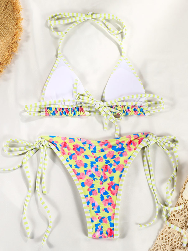 Malia New Contrast Color Print Strappy Sexy Two Piece Bikini