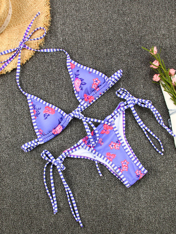Malia New Contrast Color Print Strappy Sexy Two Piece Bikini