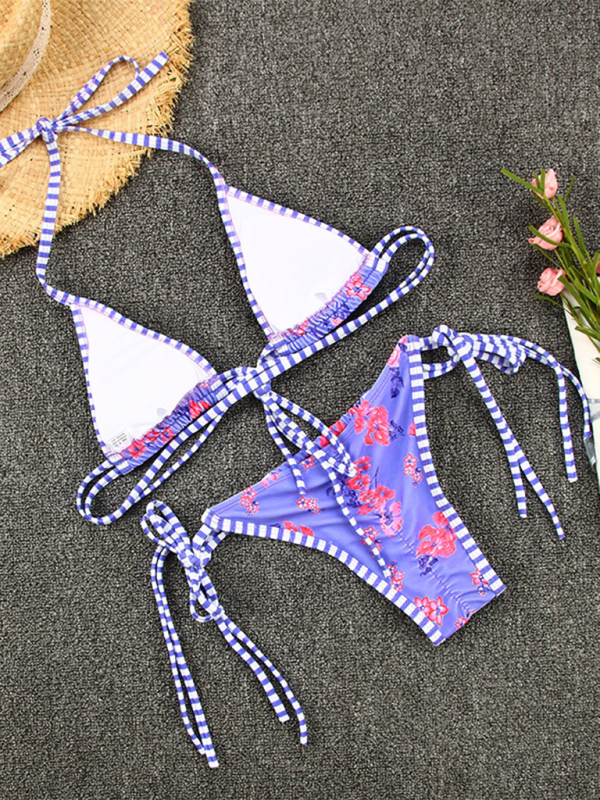 Malia New Contrast Color Print Strappy Sexy Two Piece Bikini