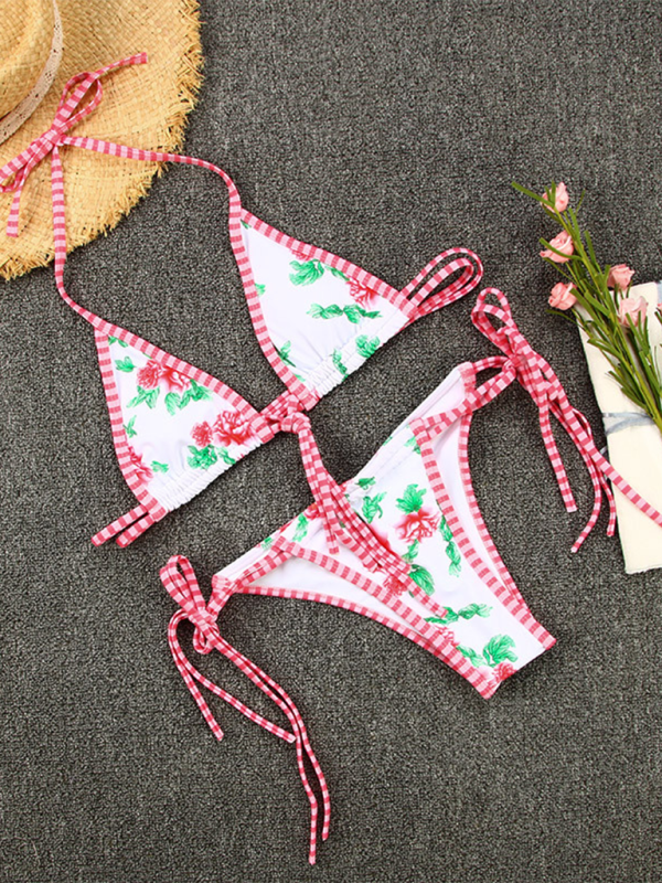 Malia New Contrast Color Print Strappy Sexy Two Piece Bikini