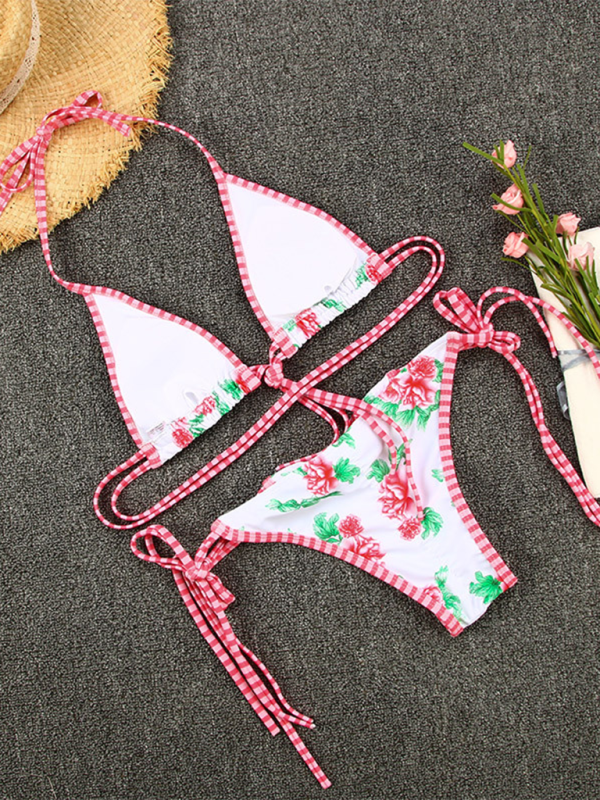Malia New Contrast Color Print Strappy Sexy Two Piece Bikini