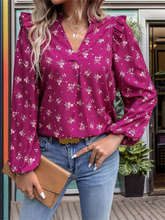 Sabina Women's Floral Print Long Sleeve Shirt