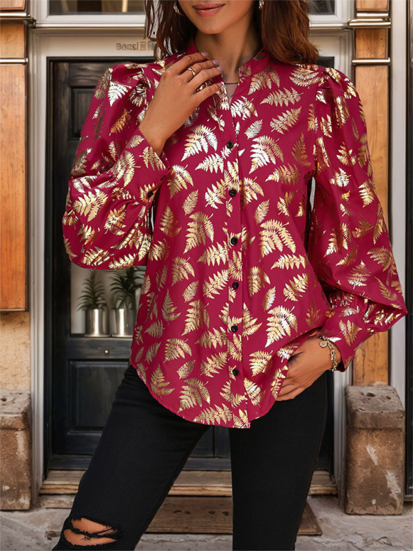 Samina Ladies New Style Plant Hot Stamping Shirt