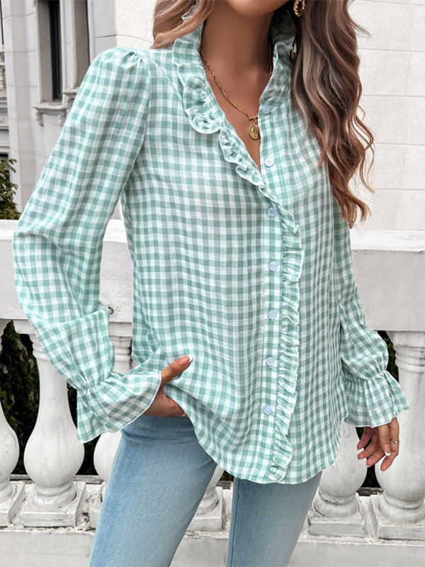 Alina Women's French Contrast Button Check Shirt