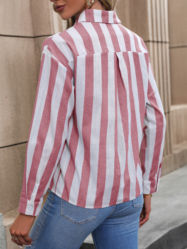 Lorena New Cardigan Long-Sleeved Commuter Striped Shirt