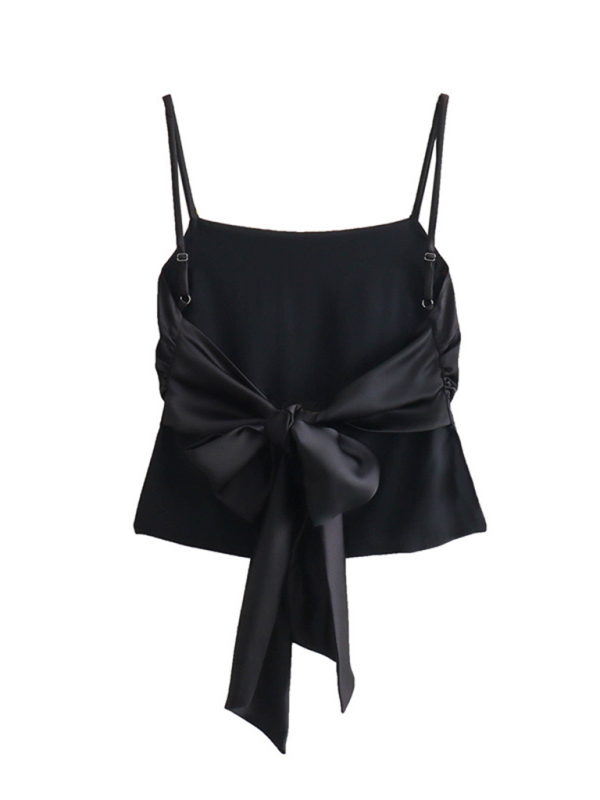 Imogene New Women's Fashion Versatile Bow-Decorated Satin Top