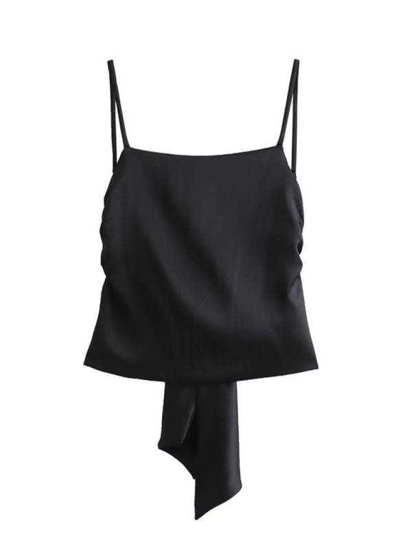 Imogene New Women's Fashion Versatile Bow-Decorated Satin Top
