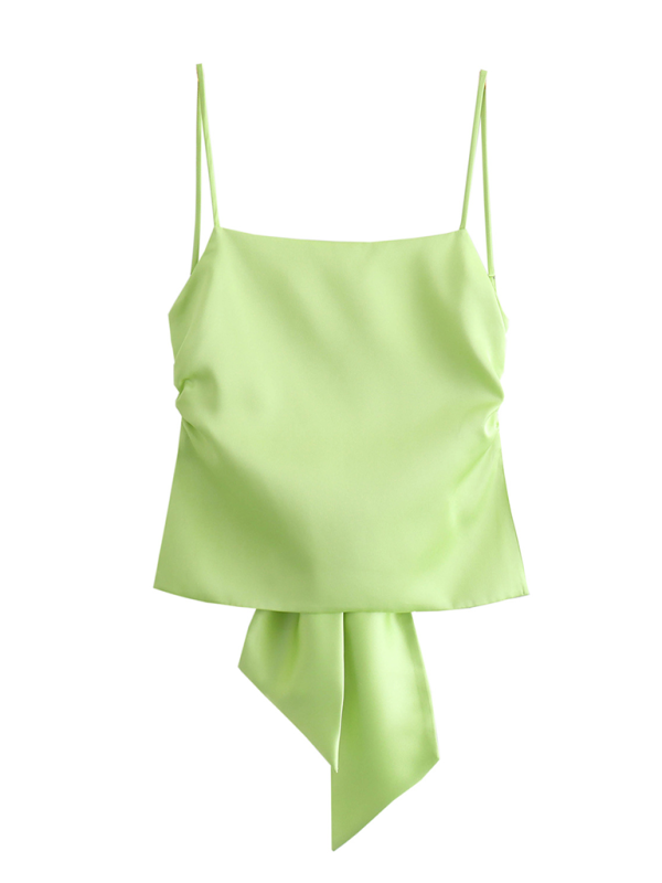 Imogene New Women's Fashion Versatile Bow-Decorated Satin Top