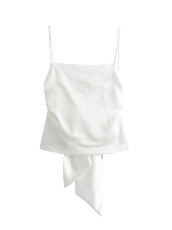 Imogene New Women's Fashion Versatile Bow-Decorated Satin Top