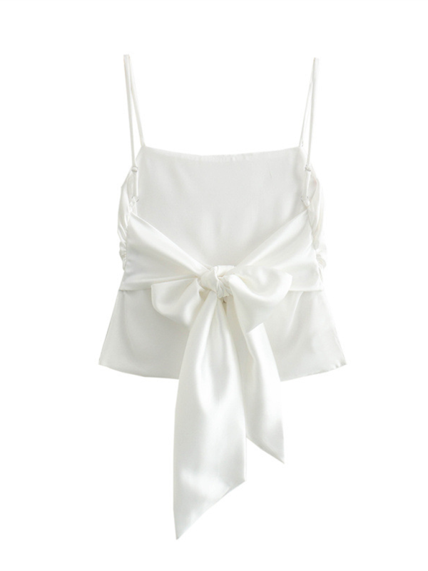 Imogene New Women's Fashion Versatile Bow-Decorated Satin Top